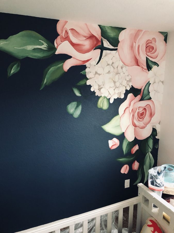 Roses on navy, detail