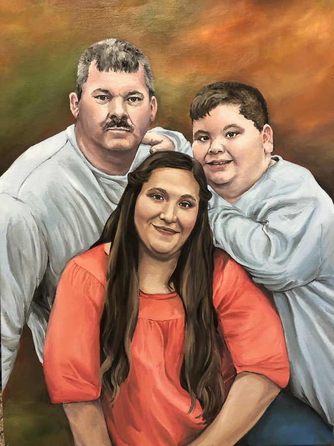 Family of three, oil